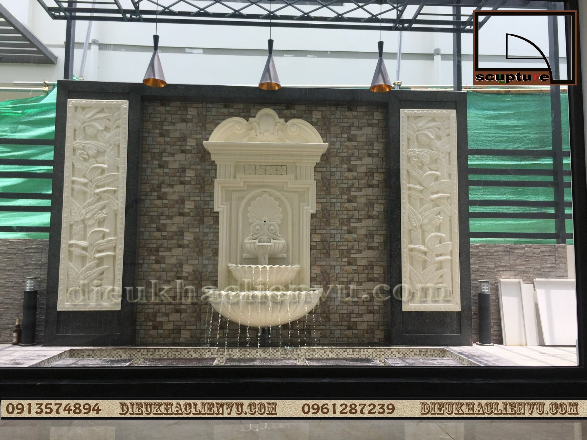 Thi công tiểu cảnh đài phun nước cho sân vườn, cảnh quan